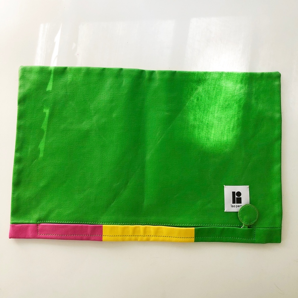 Lisa Perry, Colorful Canvas Zip large clutch 15.5x10